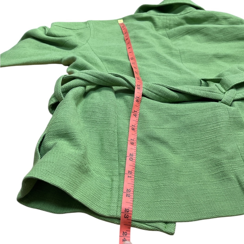 VINCE SAHARIENNE JACKET WOMENS SIZE MEDIUM GREEN LINEN BLEND BELTED - Picture 8 of 12